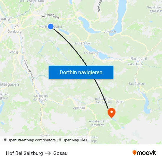 Hof Bei Salzburg to Gosau map