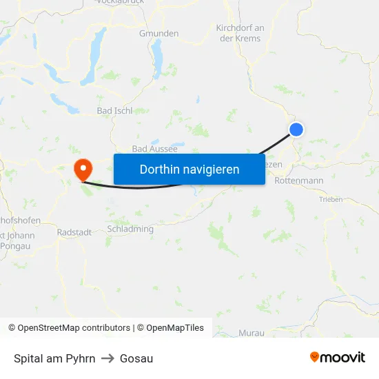 Spital am Pyhrn to Gosau map