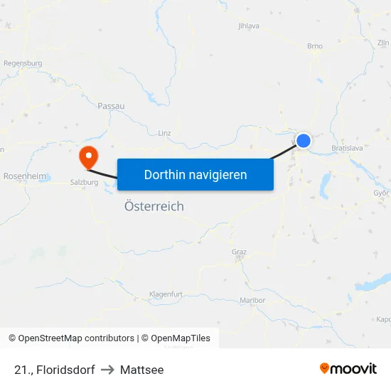 21., Floridsdorf to Mattsee map