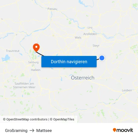 Großraming to Mattsee map