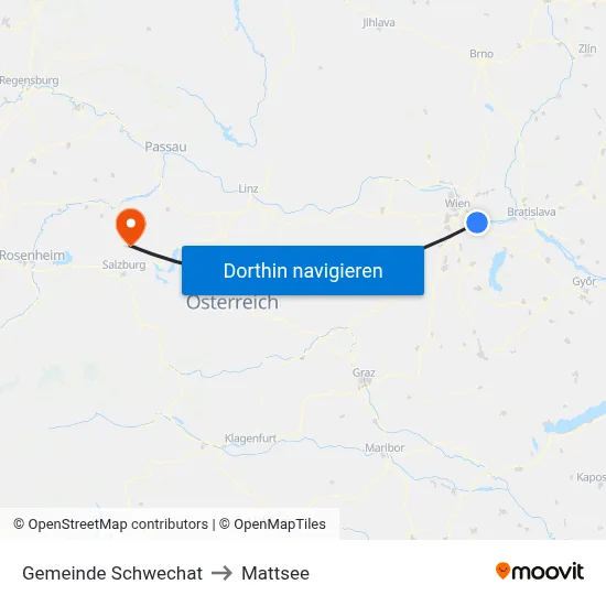 Gemeinde Schwechat to Mattsee map