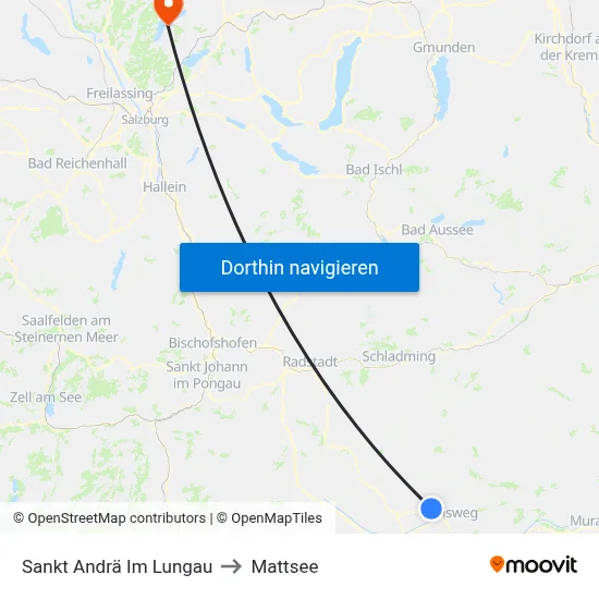 Sankt Andrä Im Lungau to Mattsee map