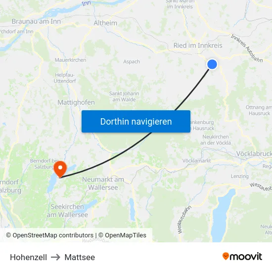 Hohenzell to Mattsee map