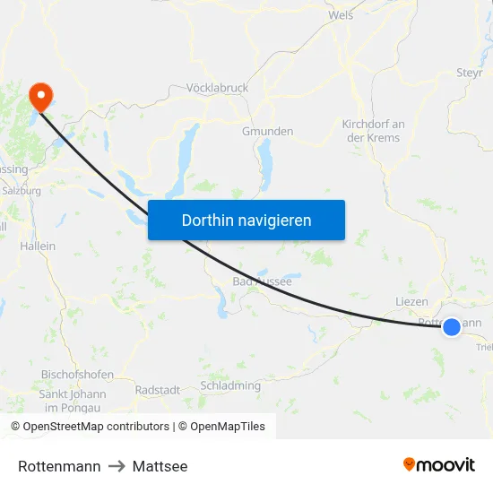 Rottenmann to Mattsee map