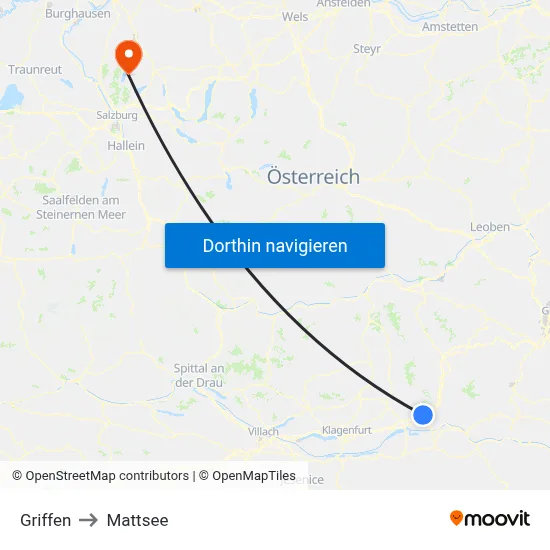 Griffen to Mattsee map