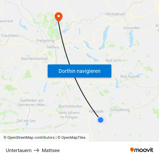 Untertauern to Mattsee map