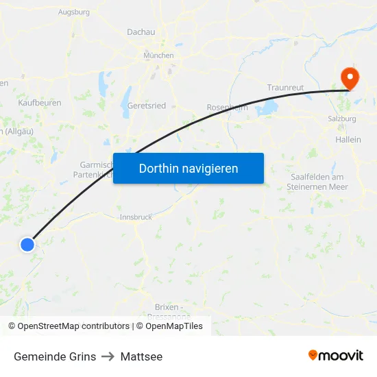 Gemeinde Grins to Mattsee map