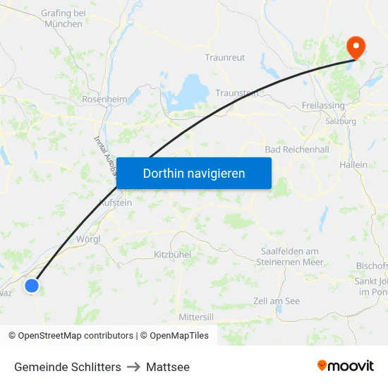 Gemeinde Schlitters to Mattsee map