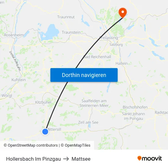 Hollersbach Im Pinzgau to Mattsee map