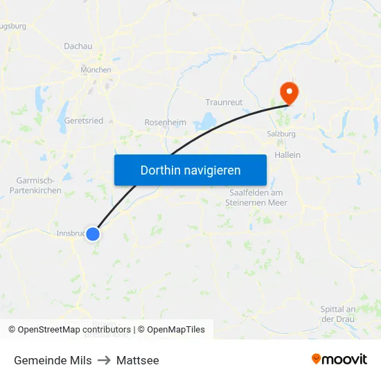Gemeinde Mils to Mattsee map