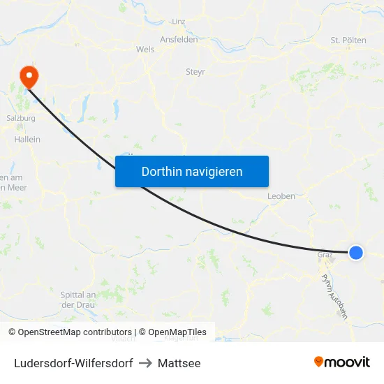 Ludersdorf-Wilfersdorf to Mattsee map