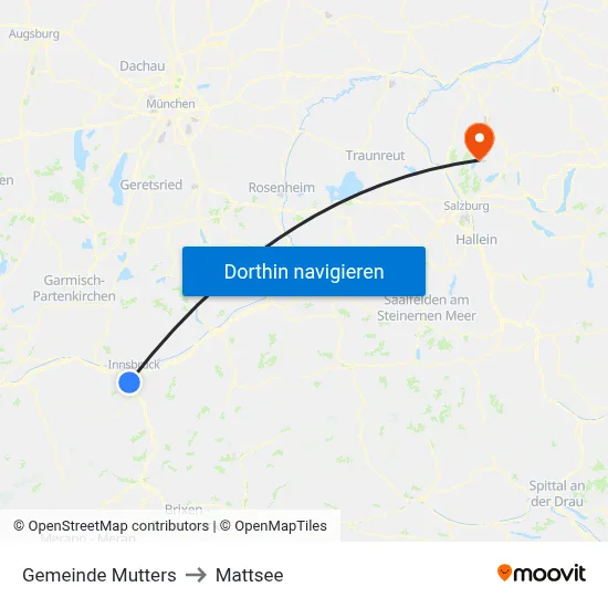 Gemeinde Mutters to Mattsee map