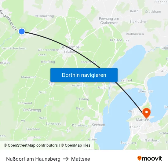 Nußdorf am Haunsberg to Mattsee map