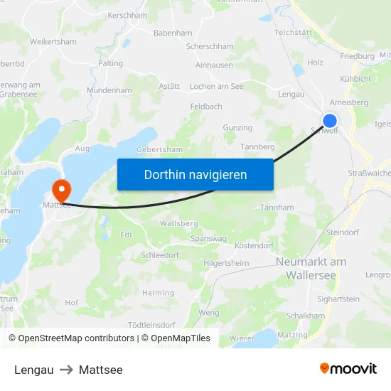 Lengau to Mattsee map