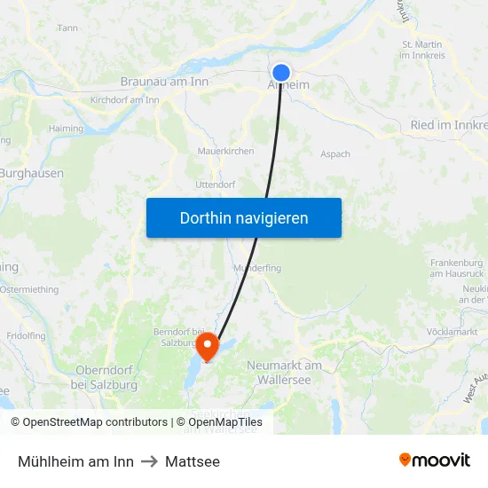 Mühlheim am Inn to Mattsee map