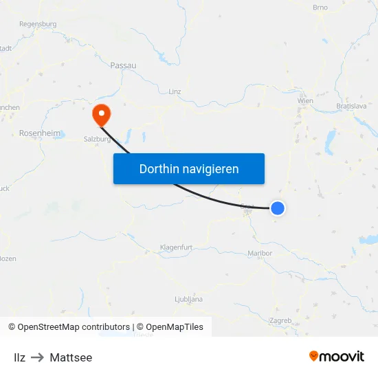 Ilz to Mattsee map