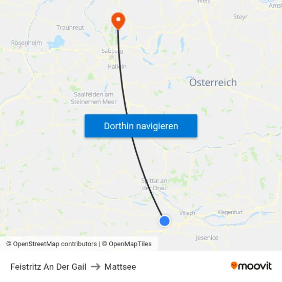 Feistritz An Der Gail to Mattsee map