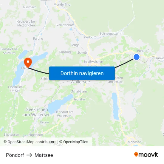 Pöndorf to Mattsee map
