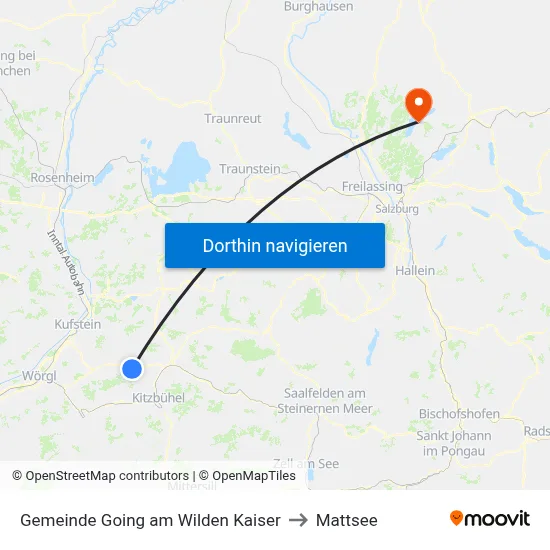 Gemeinde Going am Wilden Kaiser to Mattsee map