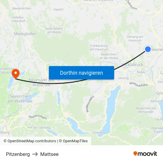 Pitzenberg to Mattsee map