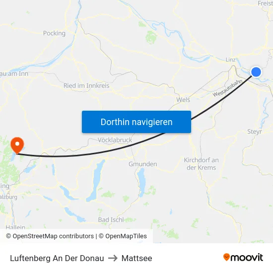 Luftenberg An Der Donau to Mattsee map