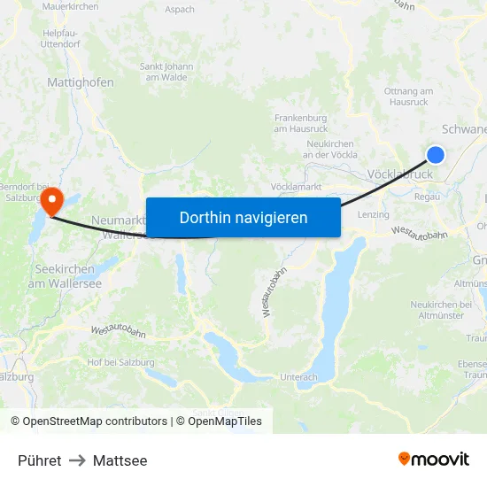 Pühret to Mattsee map