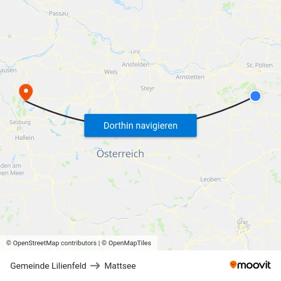 Gemeinde Lilienfeld to Mattsee map