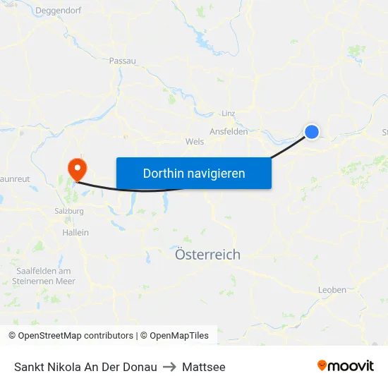Sankt Nikola An Der Donau to Mattsee map