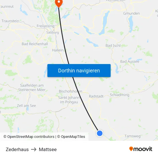 Zederhaus to Mattsee map