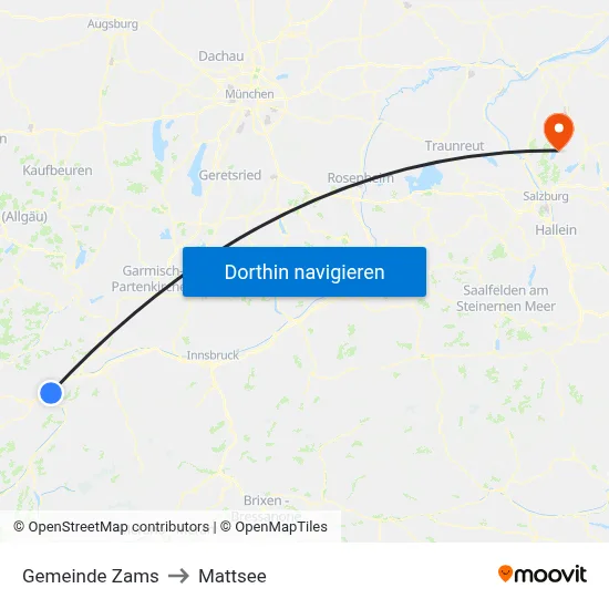 Gemeinde Zams to Mattsee map