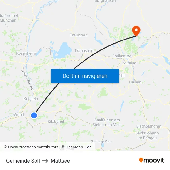 Gemeinde Söll to Mattsee map