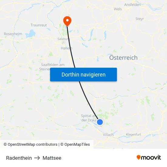 Radenthein to Mattsee map