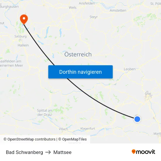 Bad Schwanberg to Mattsee map