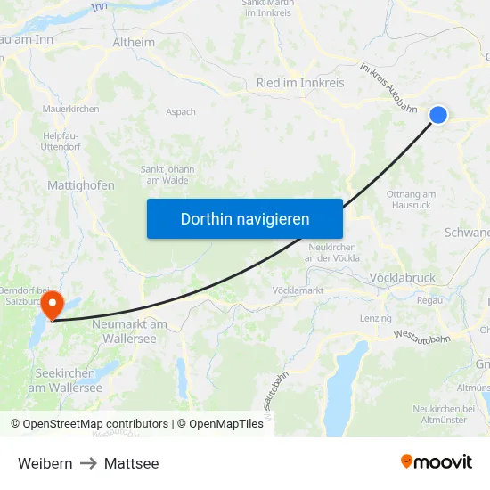 Weibern to Mattsee map