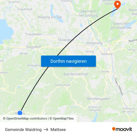 Gemeinde Waidring to Mattsee map