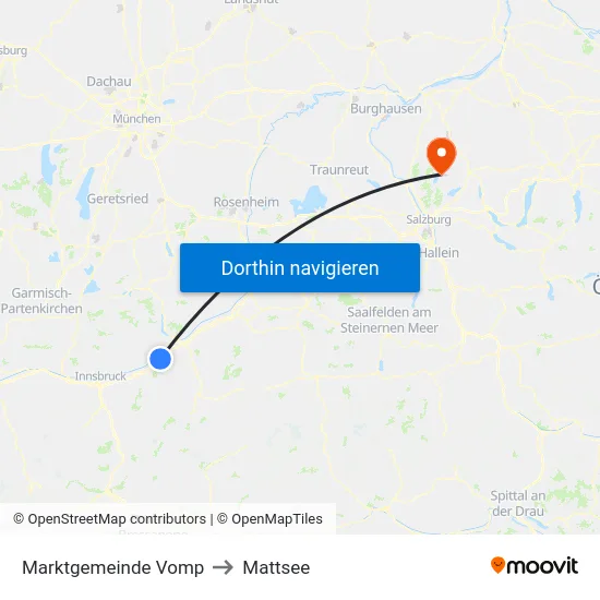 Marktgemeinde Vomp to Mattsee map