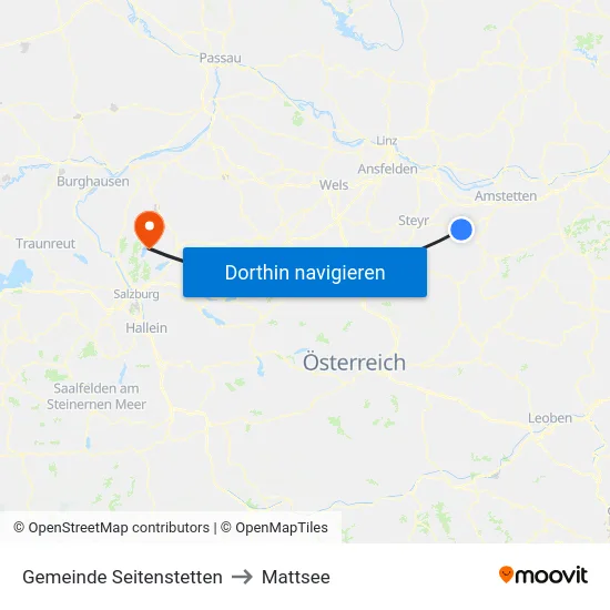 Gemeinde Seitenstetten to Mattsee map