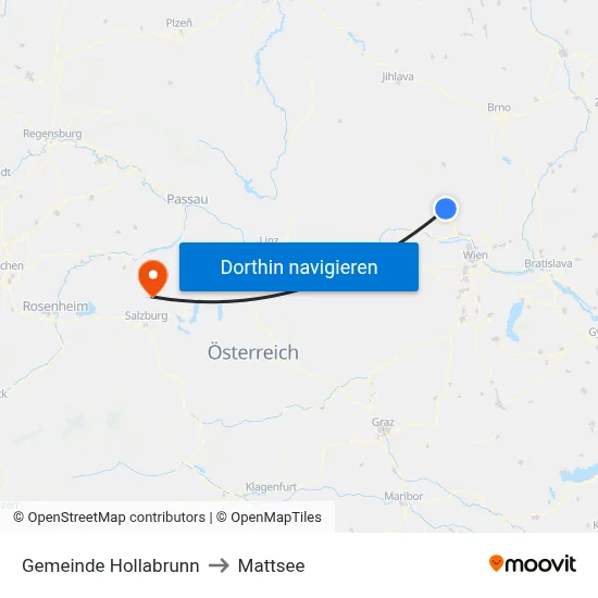 Gemeinde Hollabrunn to Mattsee map
