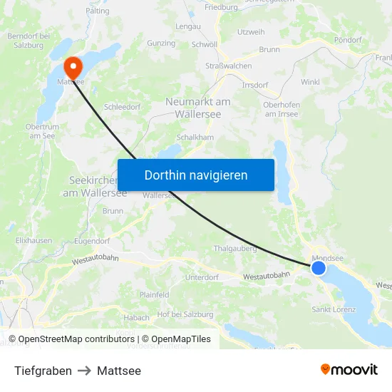 Tiefgraben to Mattsee map