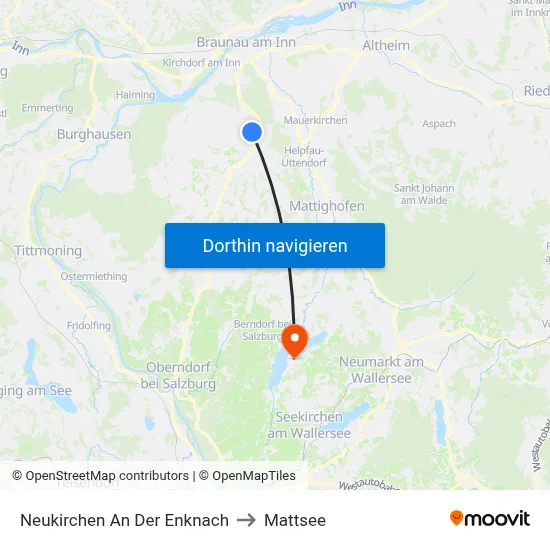 Neukirchen An Der Enknach to Mattsee map