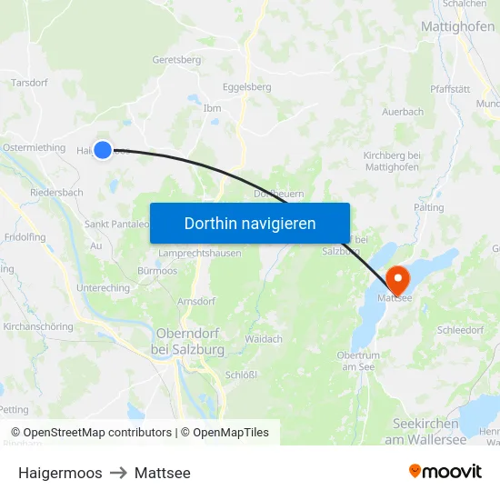 Haigermoos to Mattsee map