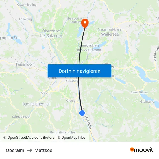 Oberalm to Mattsee map