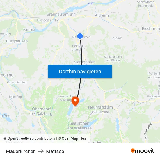 Mauerkirchen to Mattsee map