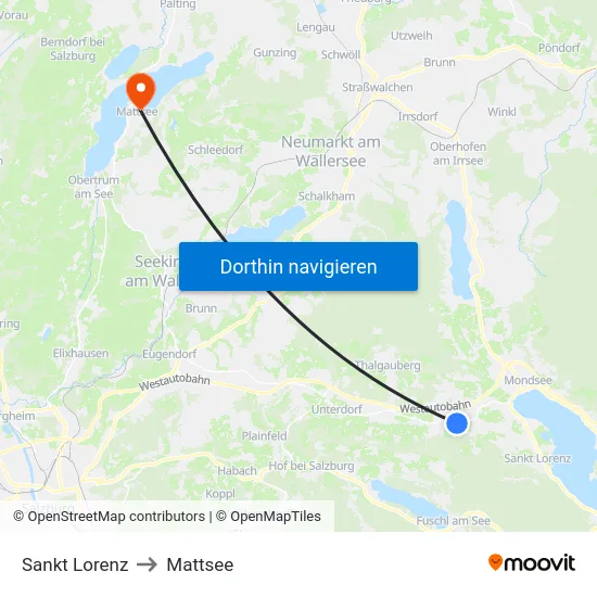 Sankt Lorenz to Mattsee map