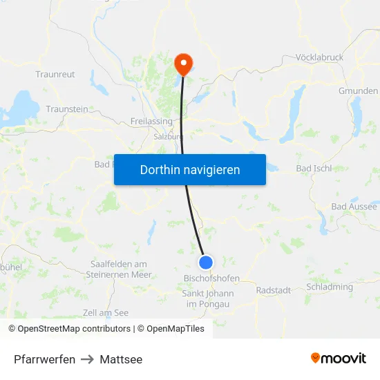 Pfarrwerfen to Mattsee map