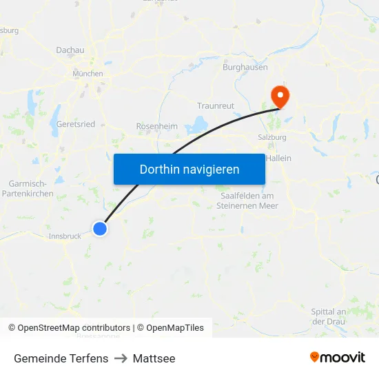 Gemeinde Terfens to Mattsee map