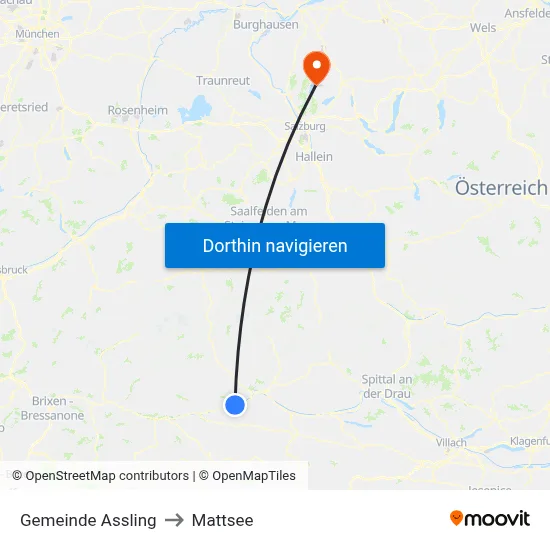 Gemeinde Assling to Mattsee map