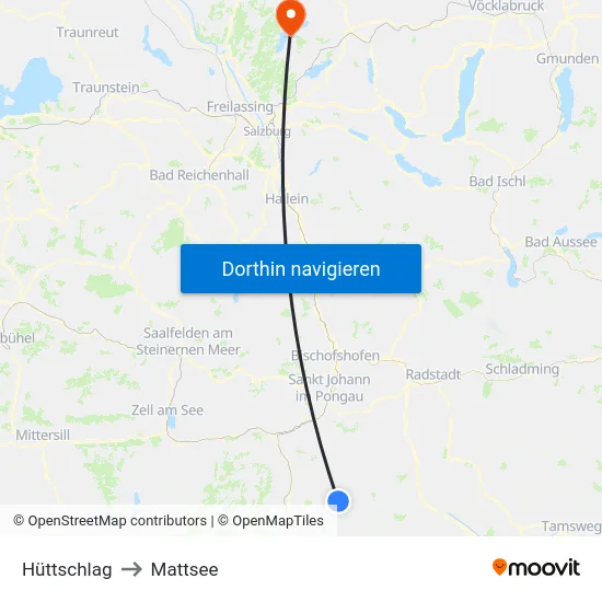 Hüttschlag to Mattsee map