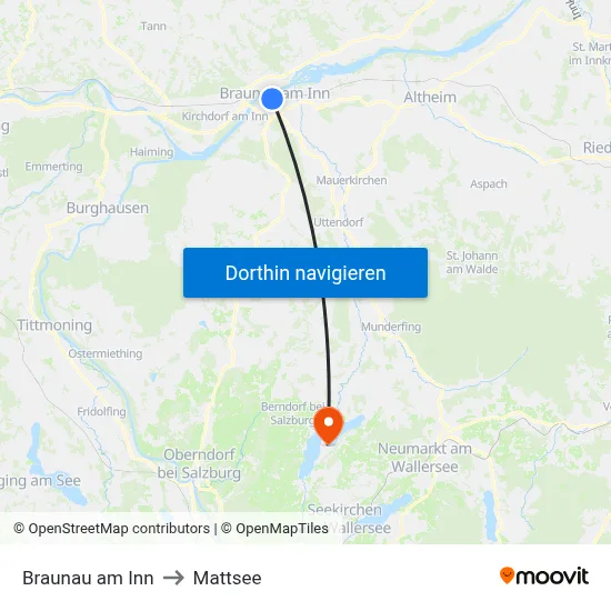 Braunau am Inn to Mattsee map