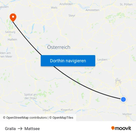 Gralla to Mattsee map